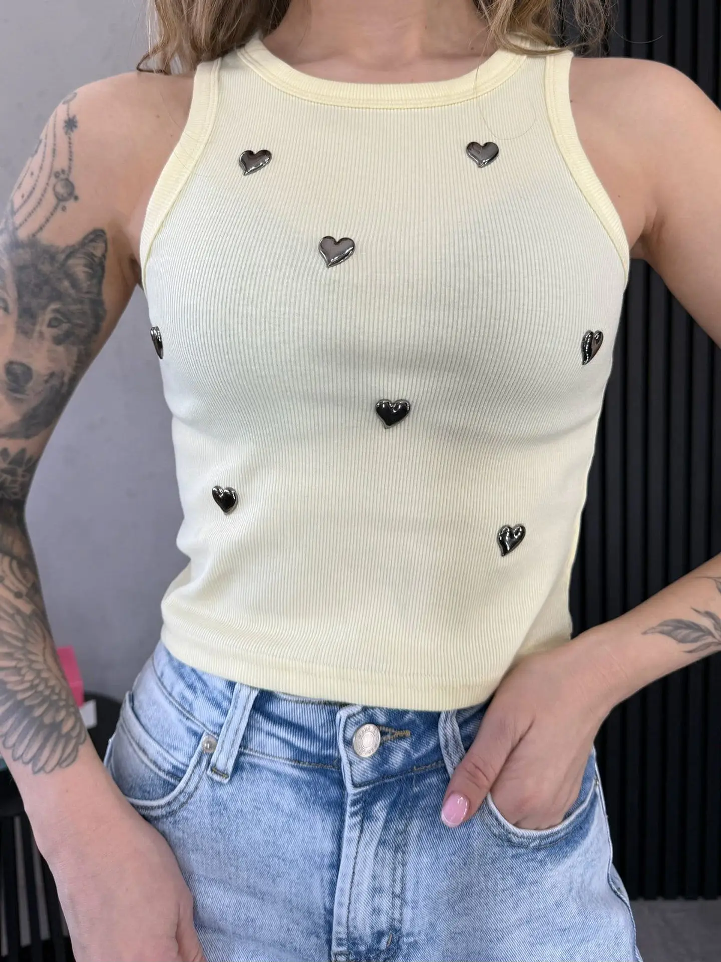 Camisola de malha com corações 3D -TU 7
