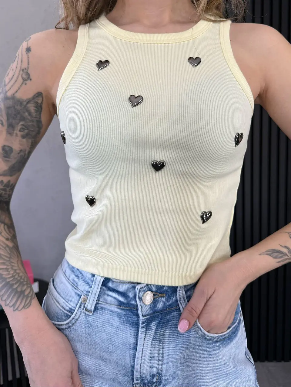 Camisola de malha com corações 3D -TU 7