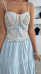 Vestido em linho com racha e conchas na cinta - thumbnail 8