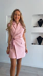 Vestido clássico em linho - Rosa - vignette 1