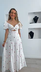 Vestido comprido em linho com detalhe de cerejas - Thumbnail 4