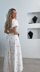 Vestido comprido em linho com detalhe de cerejas - Thumbnail 6