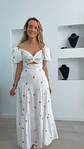 Vestido comprido em linho com detalhe de cerejas - Thumbnail 1