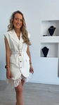 Vestido estilo blazer com renda e cinto - thumbnail 3