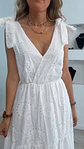 Vestido comprido em bordado inglês com laços nos ombros - TU - vignette 5