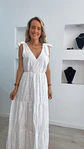 Vestido comprido em bordado inglês com laços nos ombros - TU - vignette 4