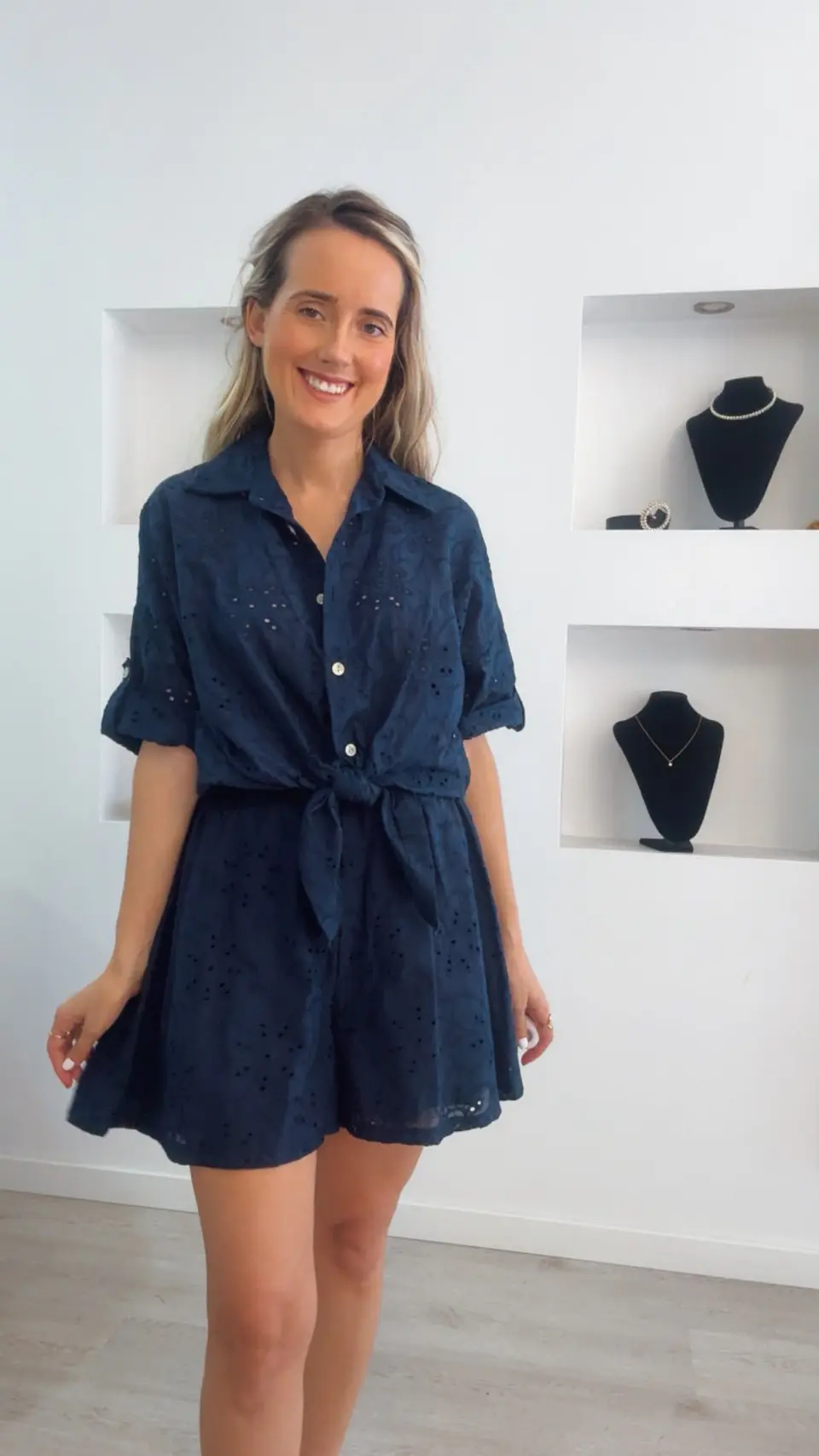 Conjunto de calção e camisa em bordado inglês - TU 9