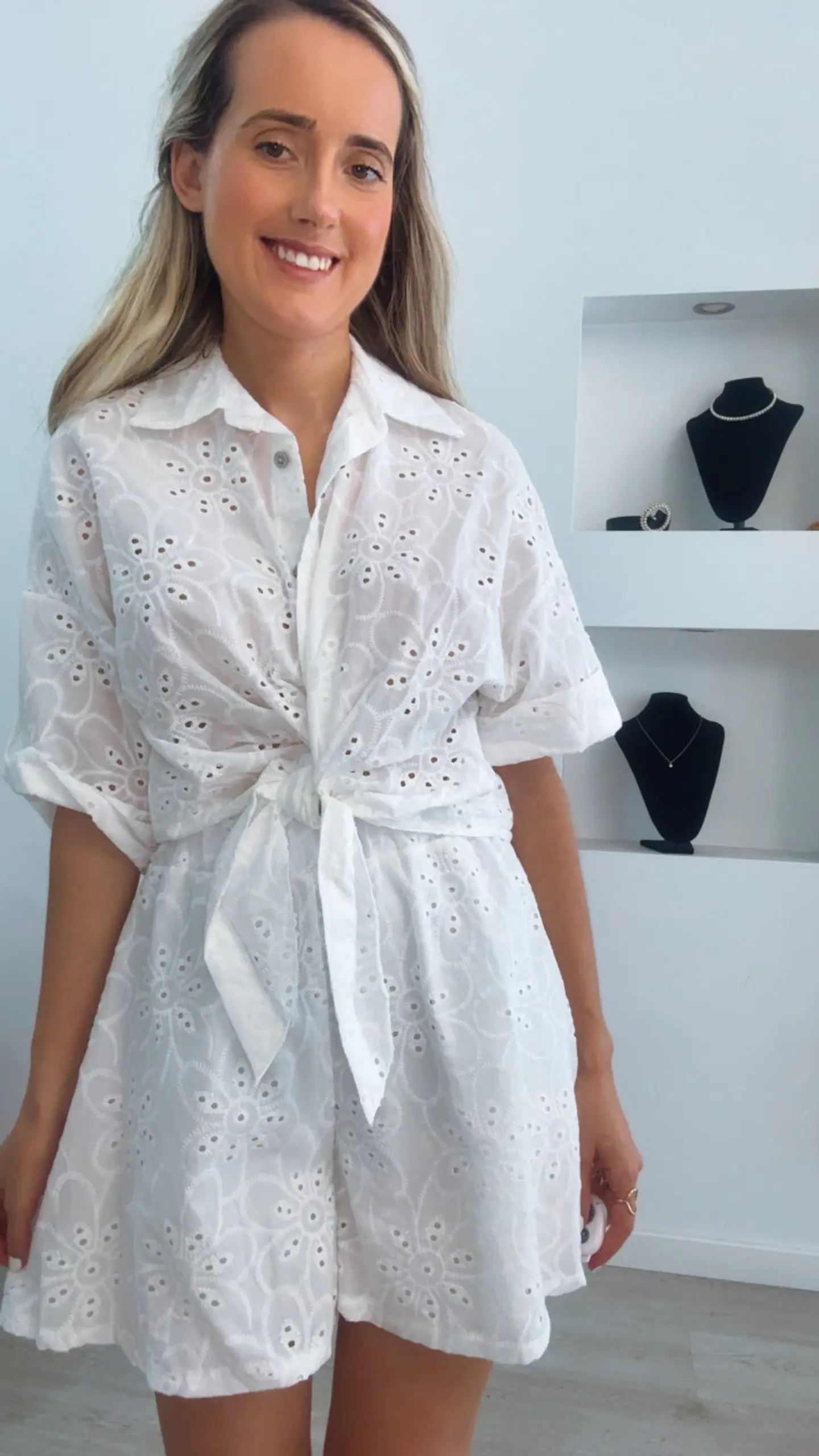 Conjunto de calção e camisa em bordado inglês - TU 5