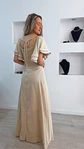 Vestido em linho com detalhes em corda e manga com folhos - TU - thumbnail 2