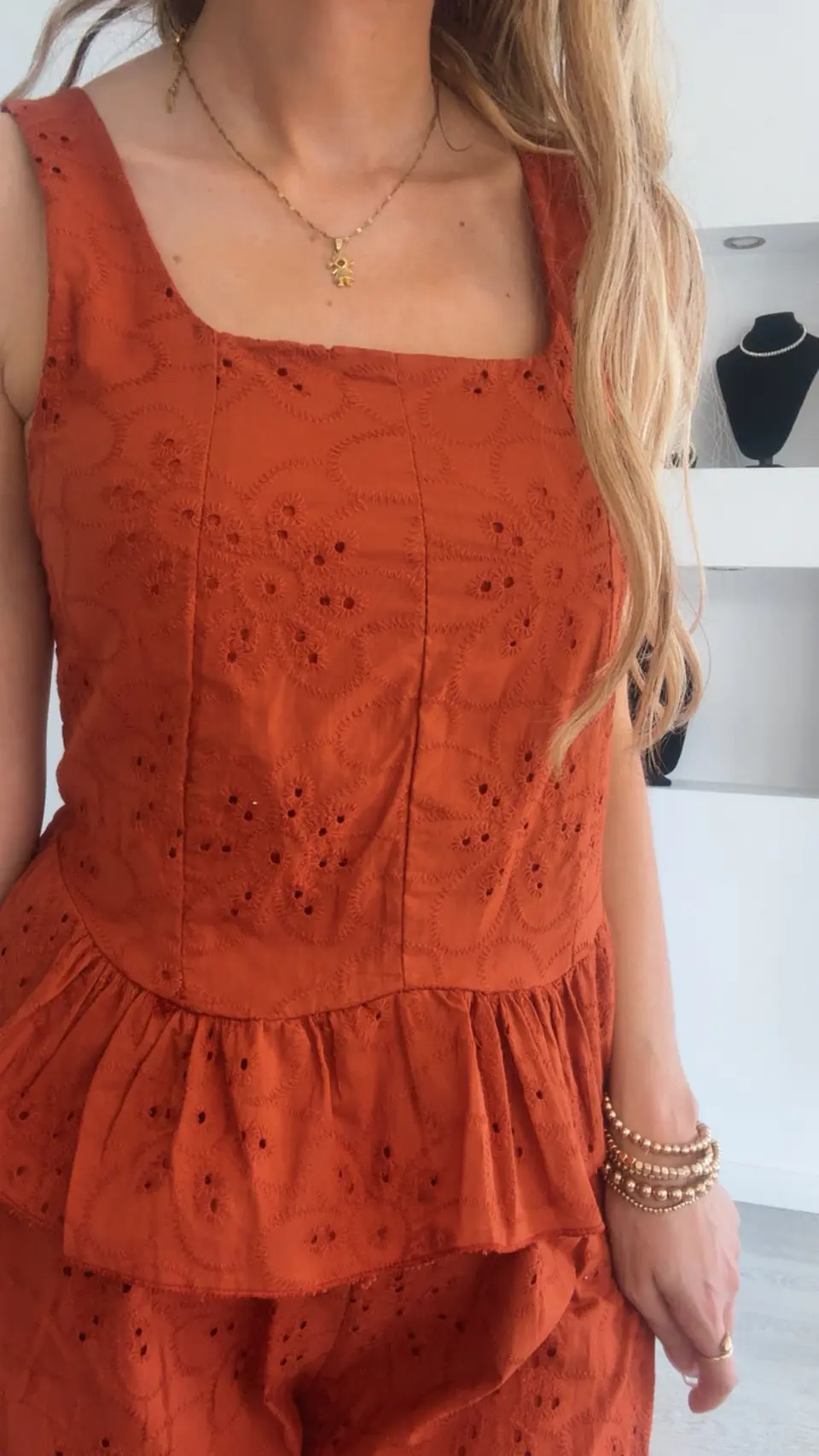 Conjunto top e calça em bordado inglês - TU 9