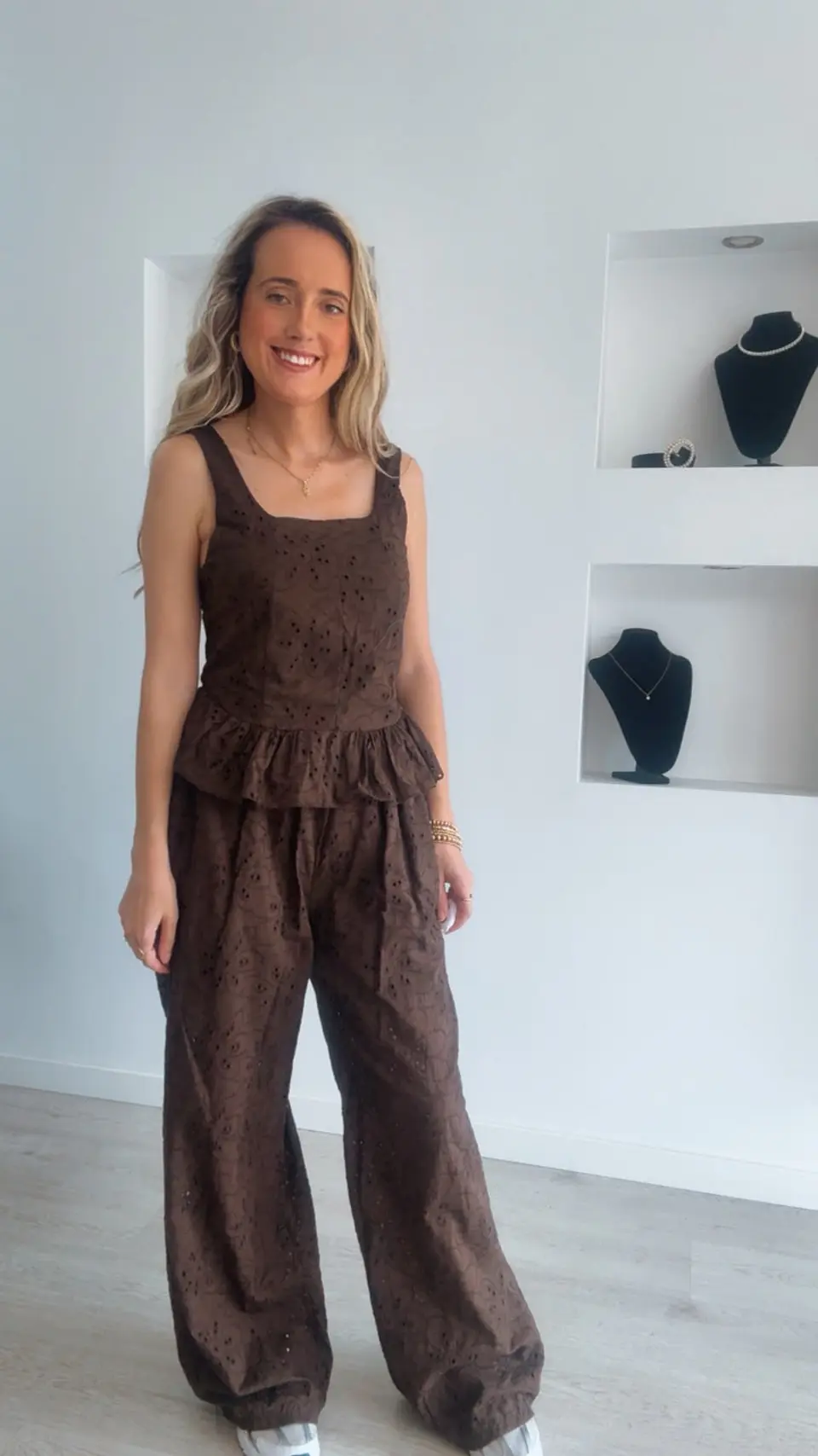 Conjunto top e calça em bordado inglês - TU 16