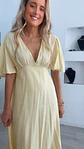Vestido em linho forrado com manga larga - Thumbnail 5