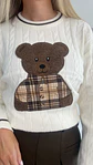 Camisola de Malha com Detalhe de Urso e Camisa aos Quadrados - TU - thumbnail 4
