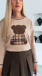Camisola de Malha com Detalhe de Urso e Camisa aos Quadrados - TU - thumbnail 9