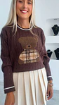 Camisola de Malha com Detalhe de Urso e Camisa aos Quadrados - TU - thumbnail 6