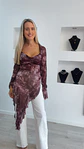 Camisola Assimétrica Estampada - TU - Thumbnail 3