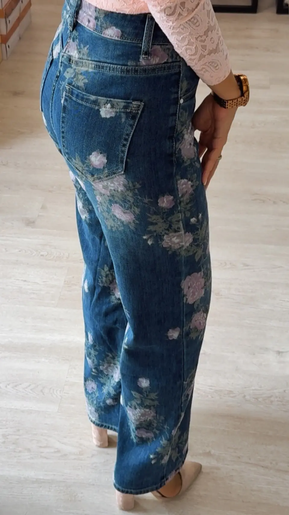 Calças Wide Leg com Flores Rosa 5