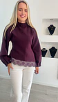 Camisola de Malha com Renda Assimétrica - TU - Thumbnail 6