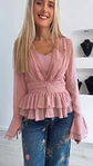 Blusa Rosa com Folhos e Detalhe de Renda - Thumbnail 5