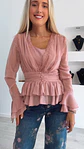 Blusa Rosa com Folhos e Detalhe de Renda - Thumbnail 6