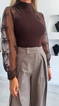 Camisola em Malha com Mangas em Renda - TU - Thumbnail 8