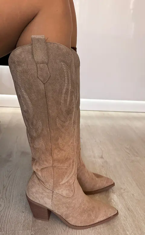 Bota Texana Bege de Cano Alto
