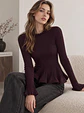 Camisola em Malha Riscada com Folho - TU - Thumbnail 6