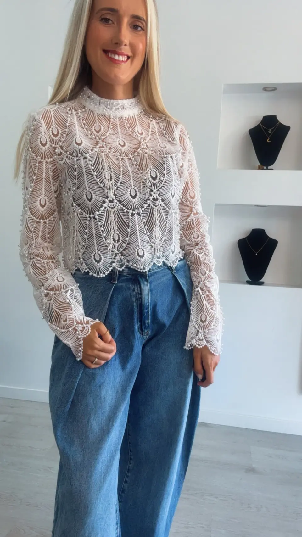 Blusa de Manga Comprida com Pérolas - TU 4