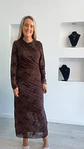 Vestido Comprido Justo com Flores em Veludo - TU - thumbnail 4