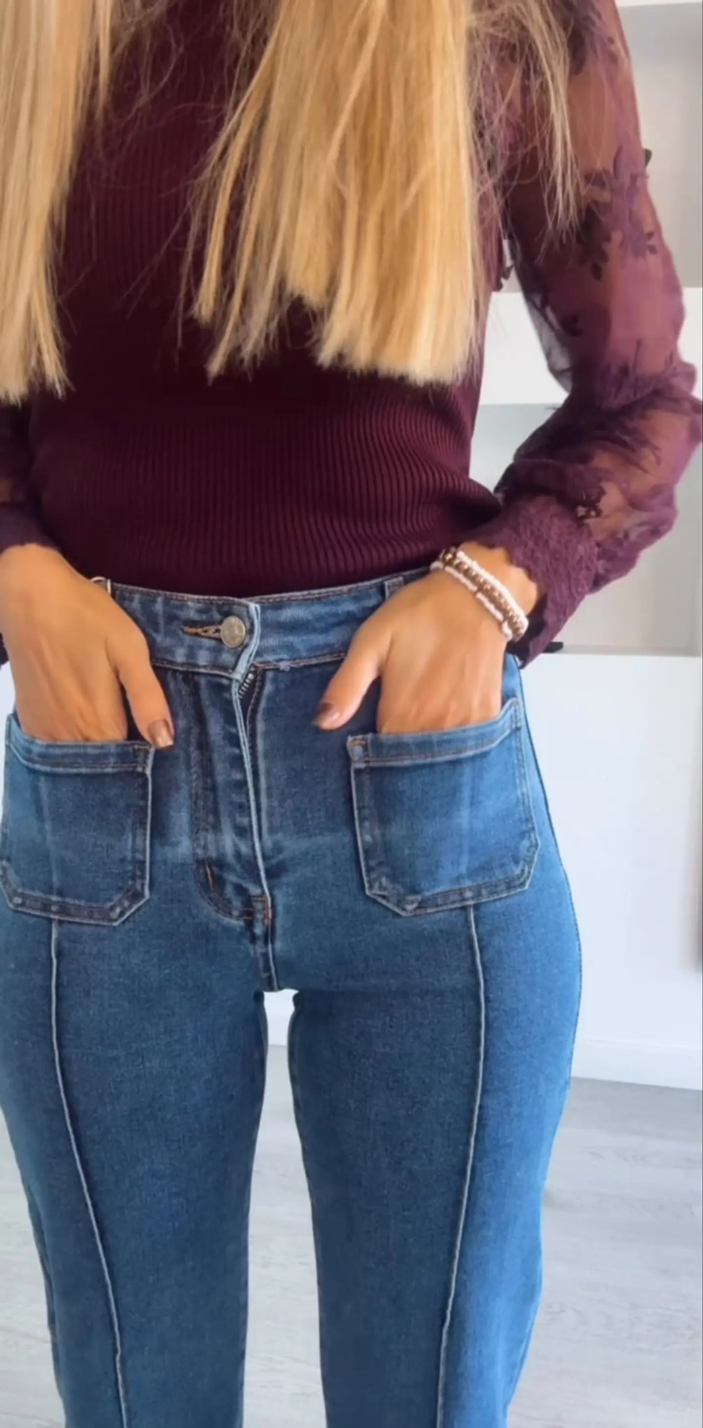 Calças Modeladoras com Cinta Redutora Push-Up e Bolsos 7
