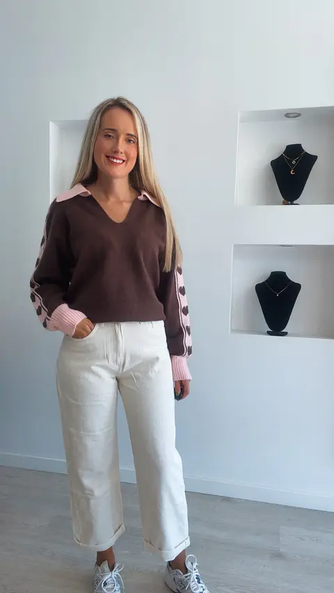 Polo de Malha com Corações nas Mangas - TU