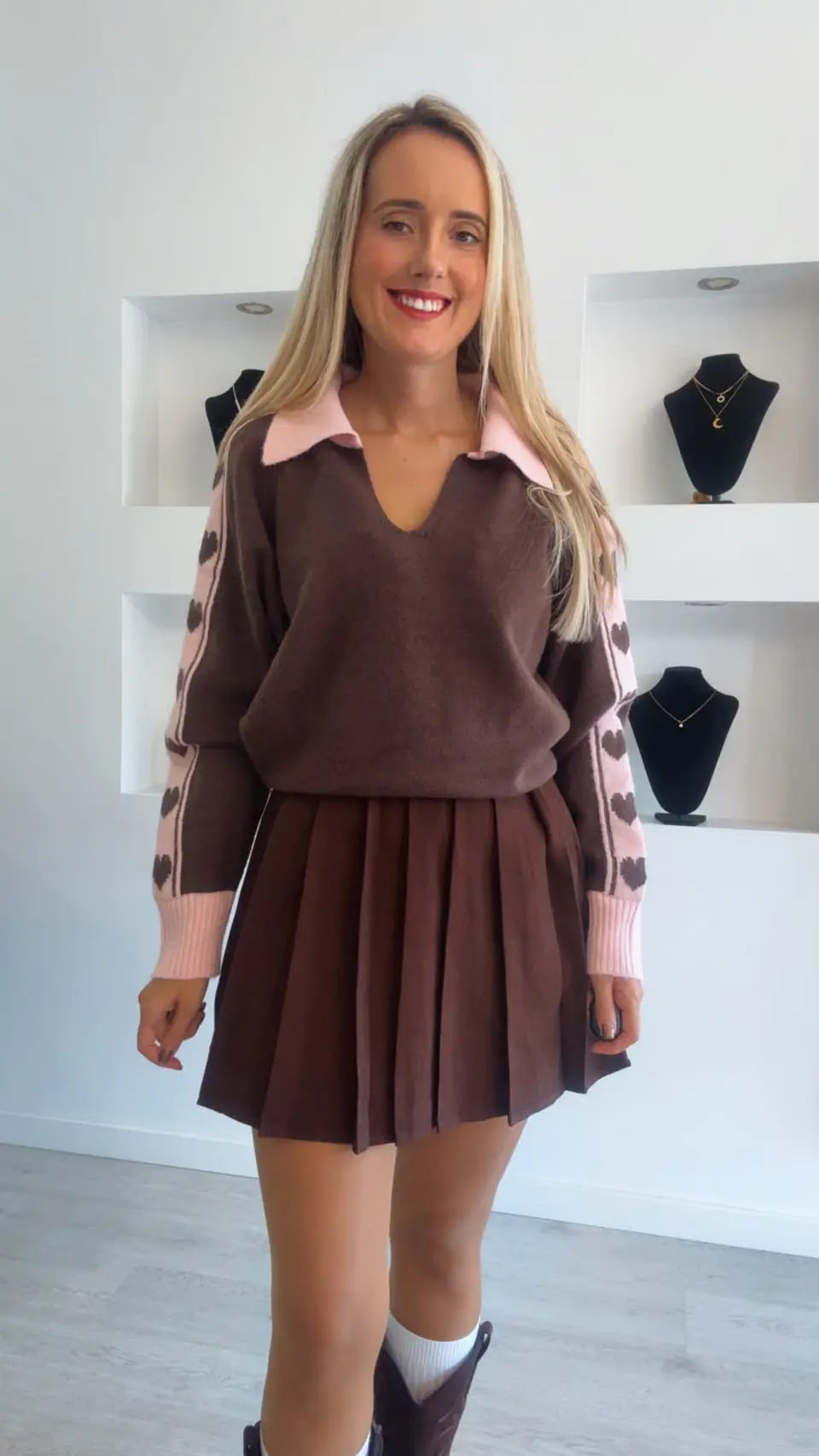 Polo de Malha com Corações nas Mangas - TU 8
