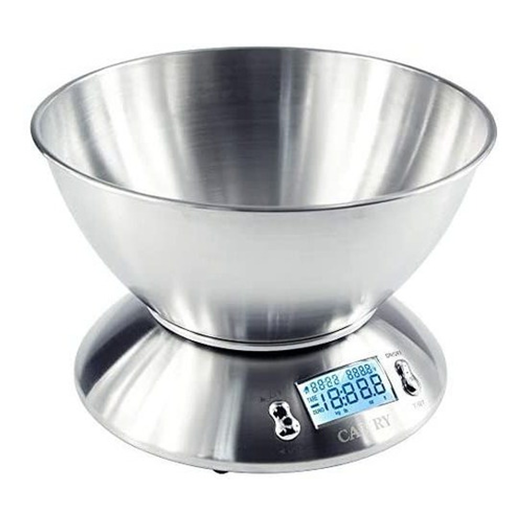Balanza cocina 100% Acero Inoxidable con  timer y T° retroiluminada  5kg x 1gr  1