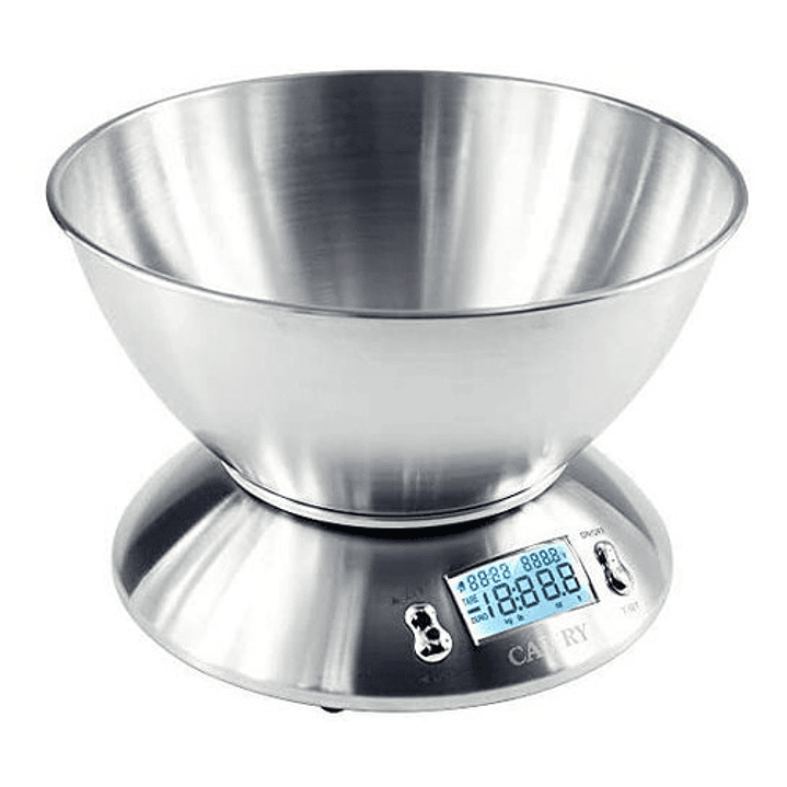 Balanza cocina 100% Acero Inoxidable con  timer y T° retroiluminada  5kg x 1gr  1