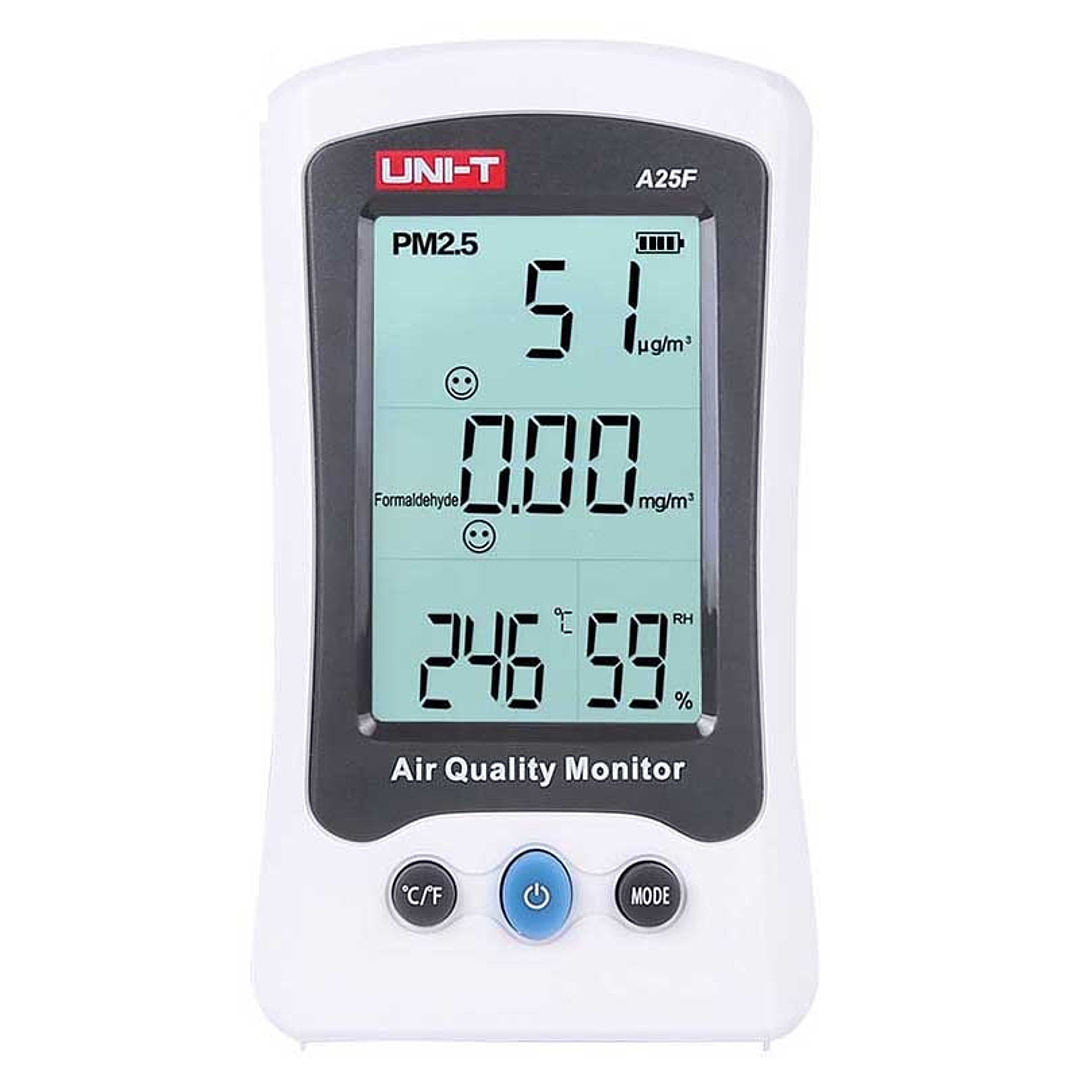 Medidor calidad del aire Mide PM2.5 -Formaldehído -T°- Humedad cod.UT25F  1