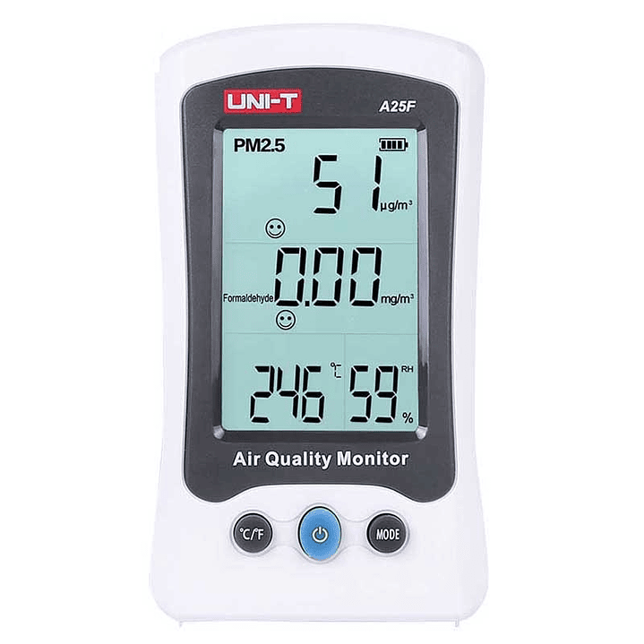 Medidor calidad del aire Mide PM2.5 -Formaldehído -T°- Humedad cod.UT25F  1