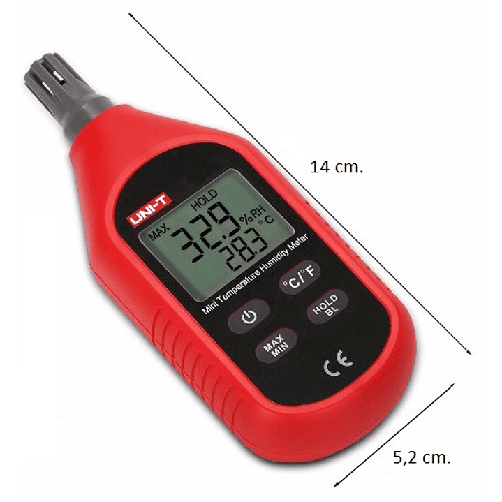 Medidor  humedad y T° ambiental digital - Registro BT a smartphone cod 333 BT 2