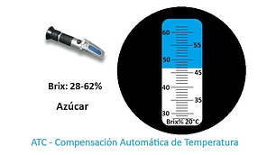 Refractometro Azúcar Brix: 28-62% con ATC - cod B-62 ATC