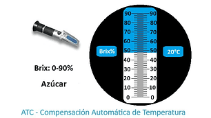 Refractómetro Azúcar Brix: 0-90% con ATC - cod B-90 ATC