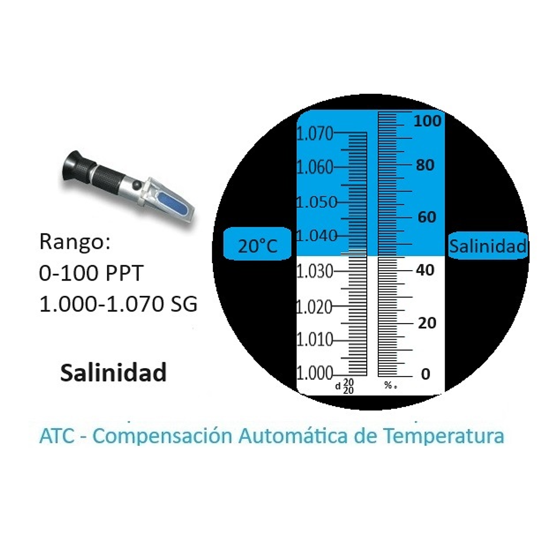 Refractometro Salinidad 0-100 PPT con ATC - cod  S-10  1