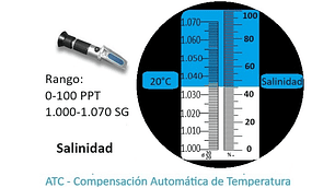 Refractometro Salinidad 0-100 PPT con ATC - cod  S-10 