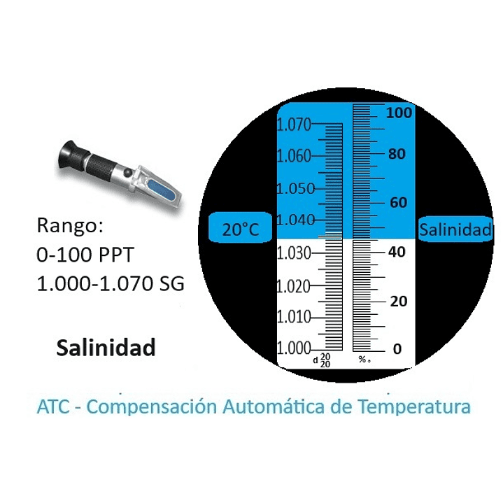 Refractometro Salinidad 0-100 PPT con ATC - cod  S-10  1