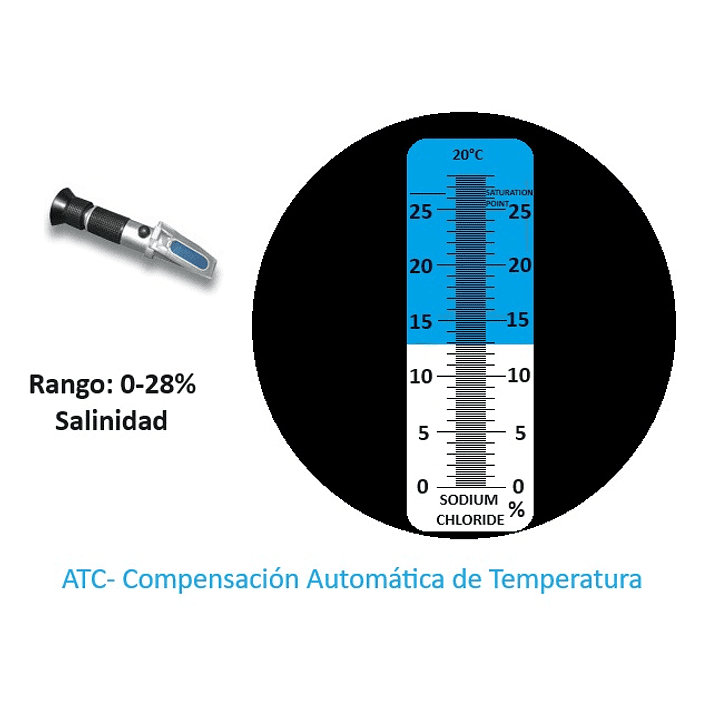 Refractometro Salinidad 0-28% con ATC cod S-28  1