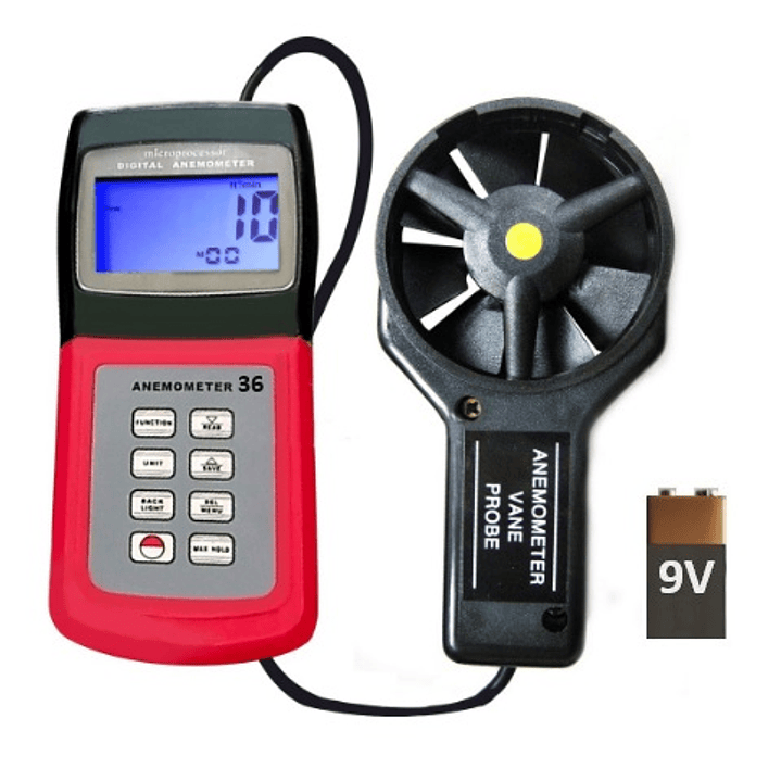 Termo anemómetro Velocidad, Caudal, T° AM 36 1