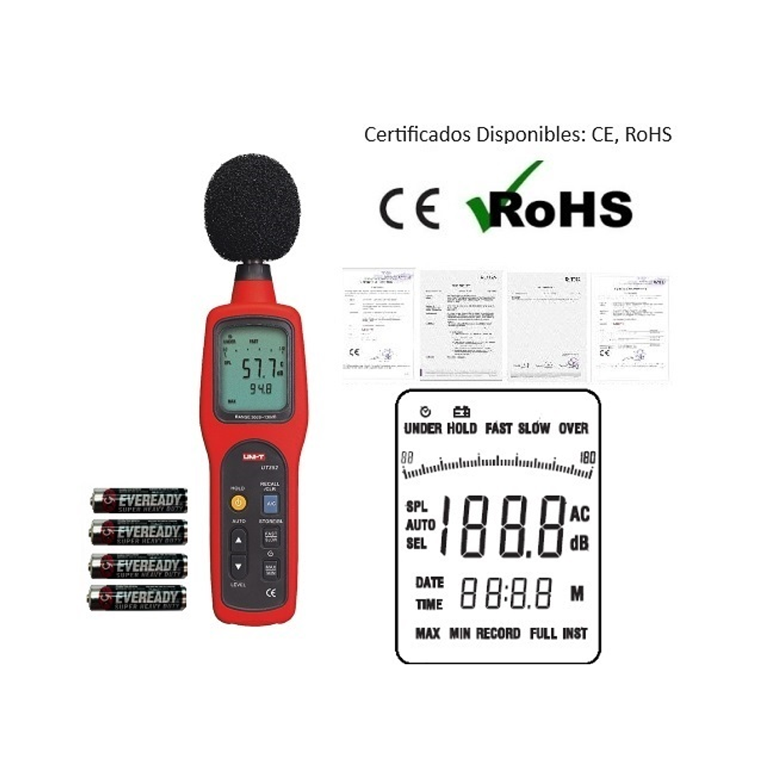 Medidor de Sonido con Registro / Recuperación de datos UT-352 1