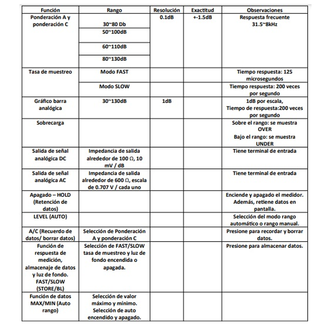 Medidor de Sonido con Registro / Recuperación de datos UT-352 2