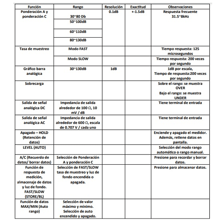 Medidor de Sonido con Registro / Recuperación de datos UT-352 2