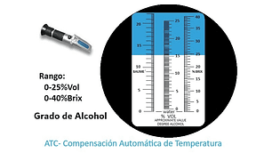 Refractómetro grado Alcohol 0-25% Vol T° W-25 ATC