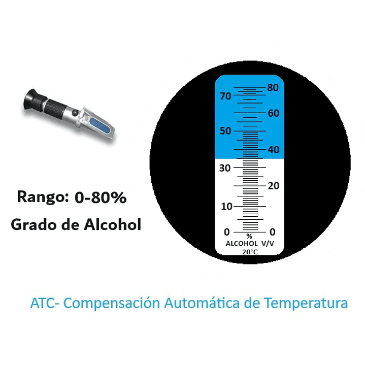 Refractómetro Grado Alcohol 0-80%  W-80ATC 1