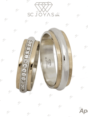 Argollas de Matrimonio en Plata con Oro 